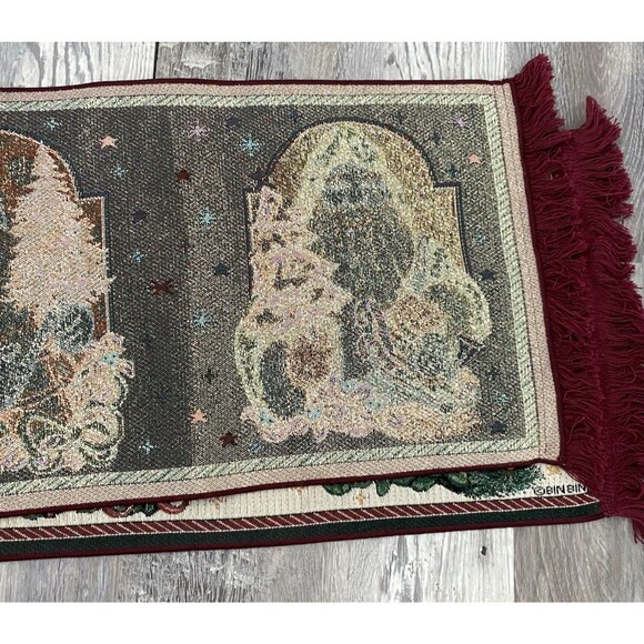 Collectible Christmas THE SANTA CLASSICS 72" x 13" tapestry fringe table runner - Picture 8 of 8